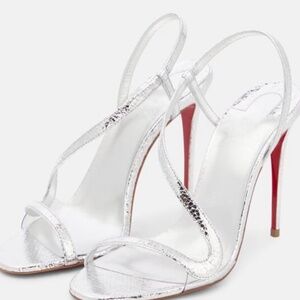 Christian Louboutin Rosalie 100 Metallic Silver Strappy Heels – Size 8